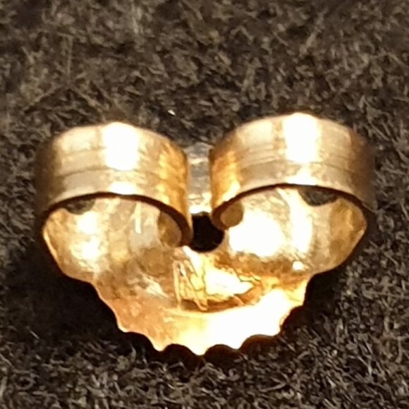 Elegant Vintage 14K Gold Natural Vivid Green Chrysoprase Cabochon Stud Earrings - Picture 9 of 11